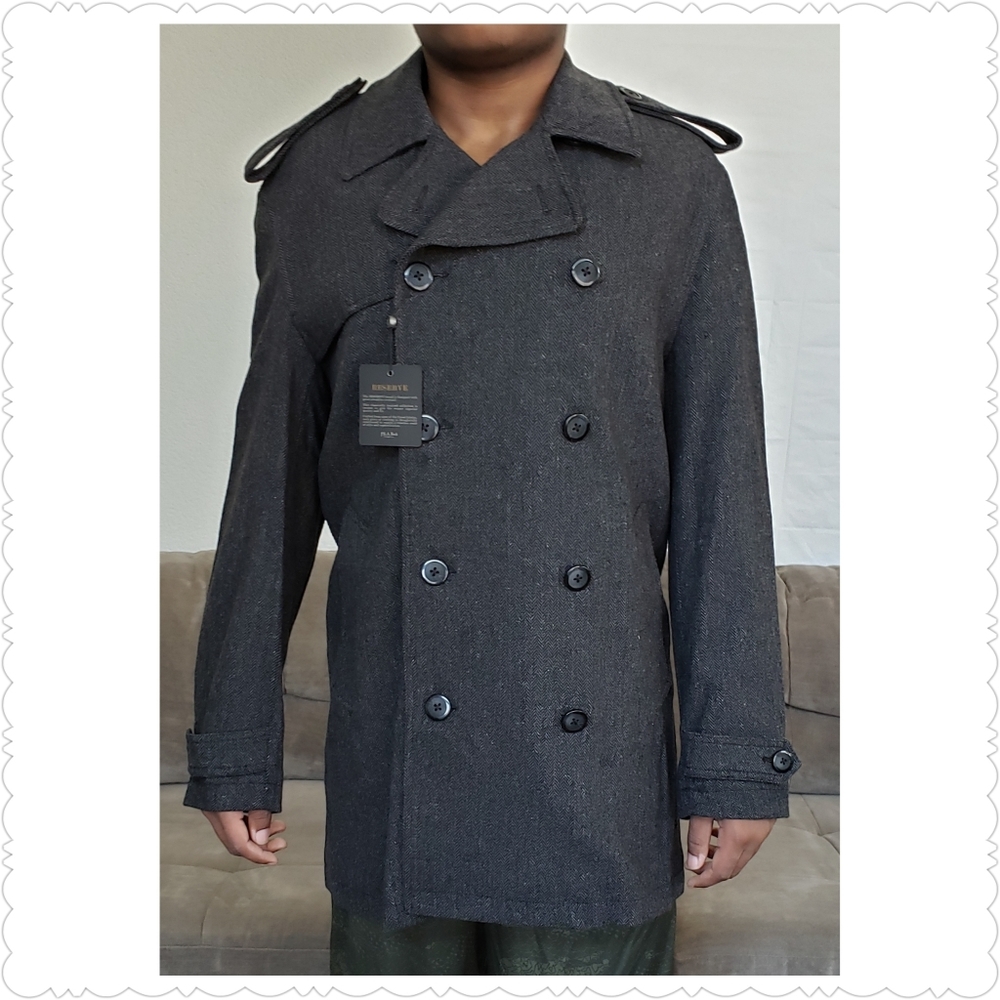 JoS A. Bank Reserve Double Breasted Herringbone Coat